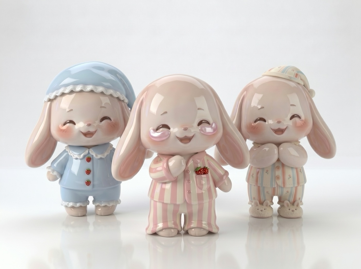 Yumi Sleep series — sleepy ceramic bunnies in pyjamas