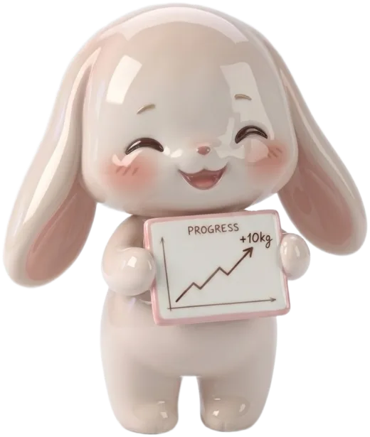 Yumi holding a progress chart showing +10kg